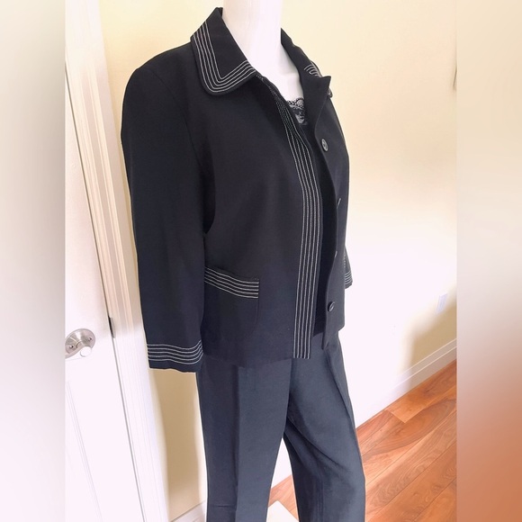 Zara black rayon blazer & pants 2 Pc summer suit for women US 10-12 - Picture 3 of 16